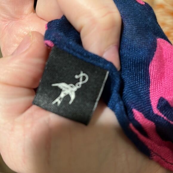 New Pink and Blue Elephant scarf with frayed edge - Picture 5 of 5